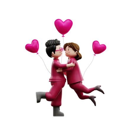 Couple kissing  3D Illustration