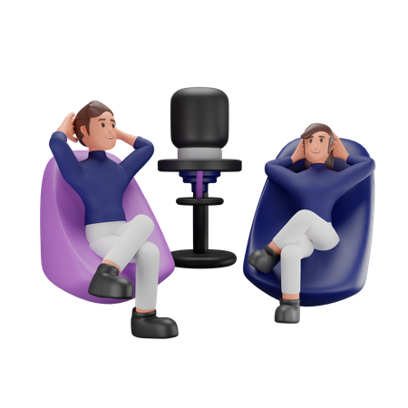 Couple listening podcast  3D Icon