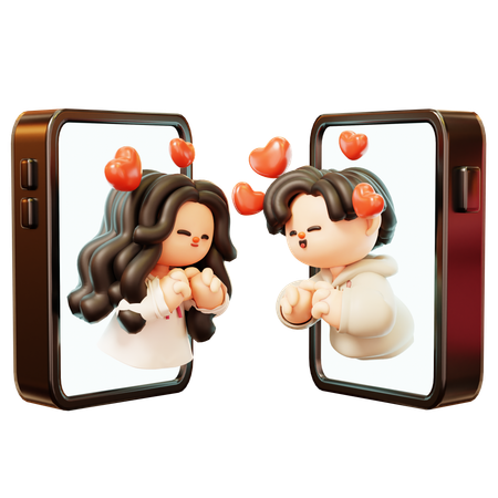 Couple Long Distance And Heart Hand Gesture Together  3D Icon