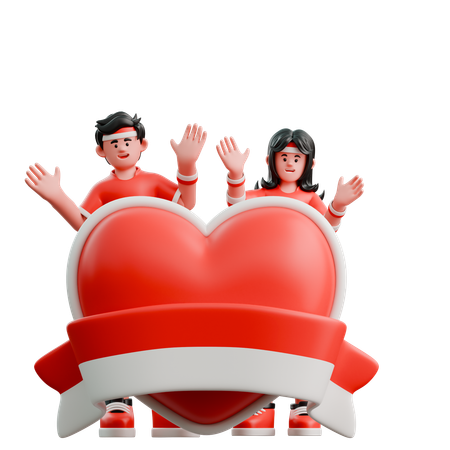 Couple Love Indonesia  3D Illustration