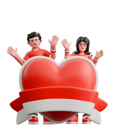 Couple Love Indonesia  3D Illustration