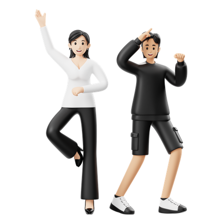 Couple loves to dance in party  3D Icon