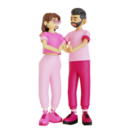 Couple making heart symbol with their hands  3D Illustration