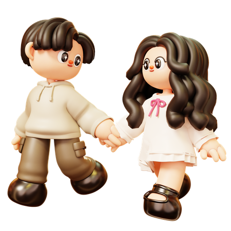 Couple marchant et tenant la main  3D Icon