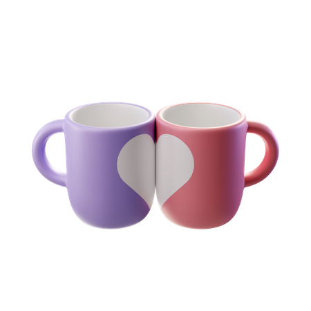 Couple Mugs 3D Illustration