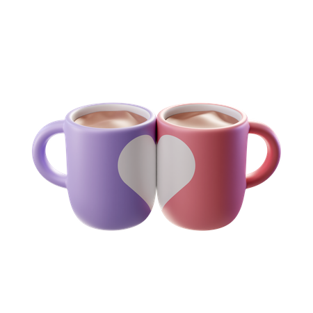 Couple Mugs Drink  3D Icon