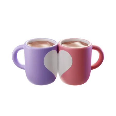 Couple Mugs Drink 3D Illustration
