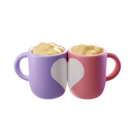 Couple Mugs Foam  3D Illustration