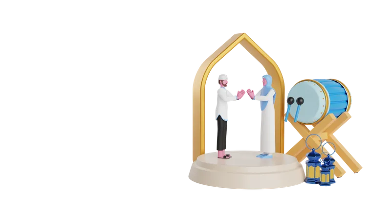 Couple musulman  3D Illustration