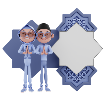 Couple musulman adorant  3D Illustration