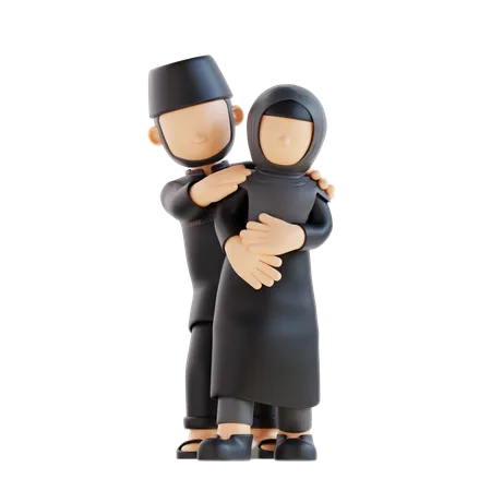 Couple musulman donnant une pose debout  3D Illustration