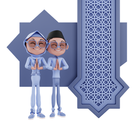 Couple musulman priant  3D Illustration