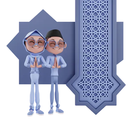 Couple musulman priant  3D Illustration