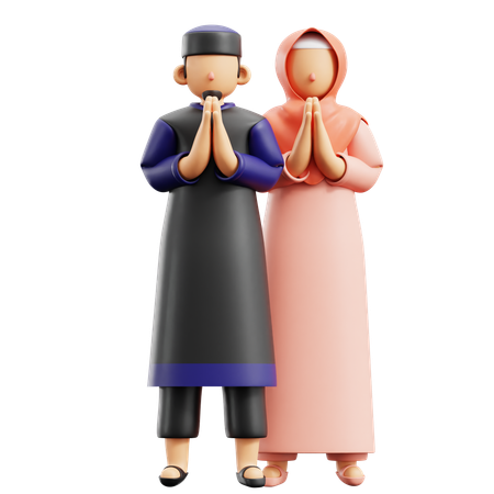 Salutation de couple musulman  3D Illustration