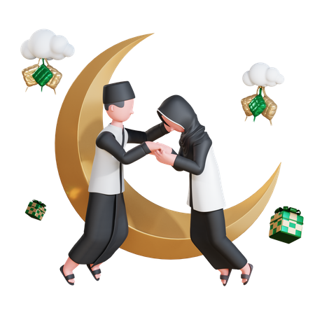 Couple musulman pendant le Ramadan  3D Illustration