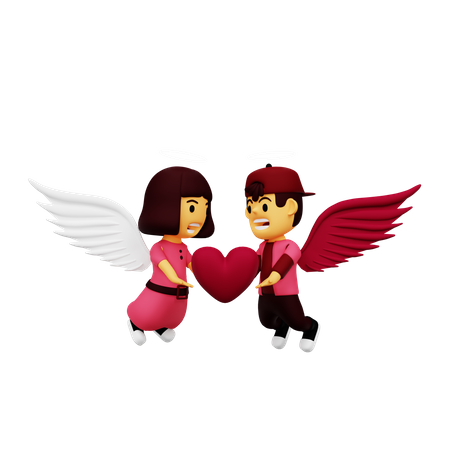 Couple of cupid  3D Illustration