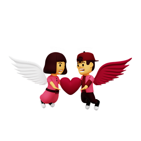 Couple of cupid 3D Illustration