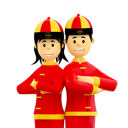 Couple on Chinese new year  3D Illustration