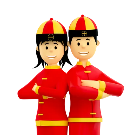 Couple on Chinese new year  3D Illustration