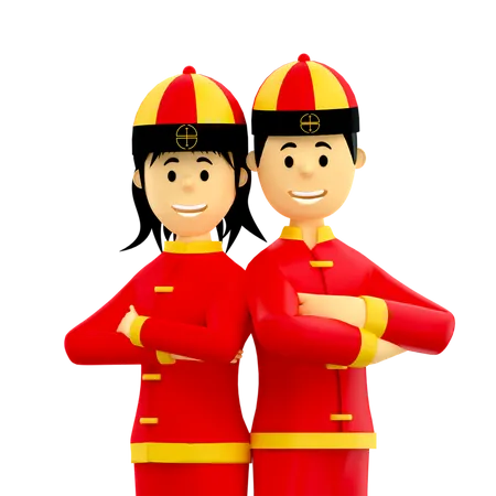 Couple on Chinese new year 3D Illustration