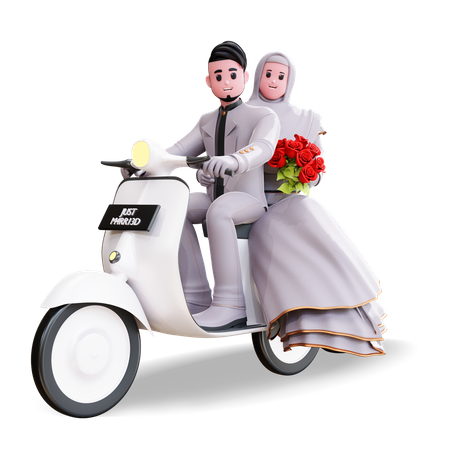 Couple photography pose on bike  3D Illustration