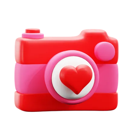 Wedding Photographer Party Photo Video Documentation Camera With Heart Symbol 3 D Icon Illustration Design 3D Icon