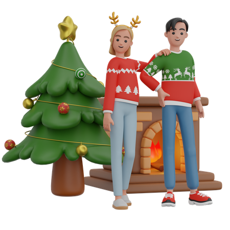 Couple Posing  3D Illustration