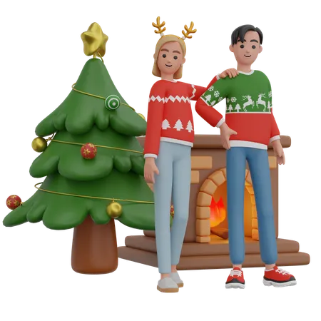 Couple Posing  3D Illustration