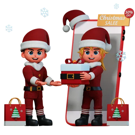 3 D Character Christmas Couple Illustration Pack 3D Illustration