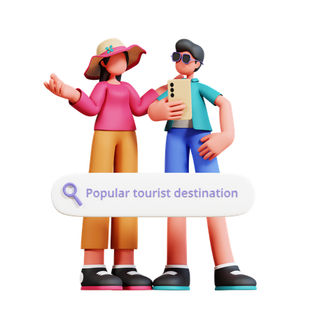 Destination de recherche de couple pour les vacances  3D Illustration