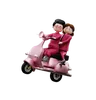 Couple riding scooter