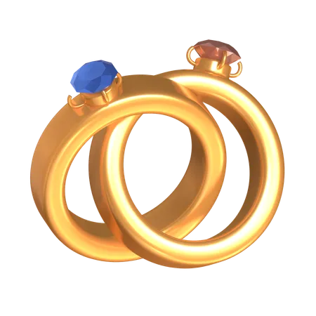 Couple Ring 3 D Wedding Icon 3D Icon