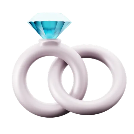 Double Engagement Couple Ring With Diamond Jewelery 3 D Icon Illustration Render Design 3D Icon
