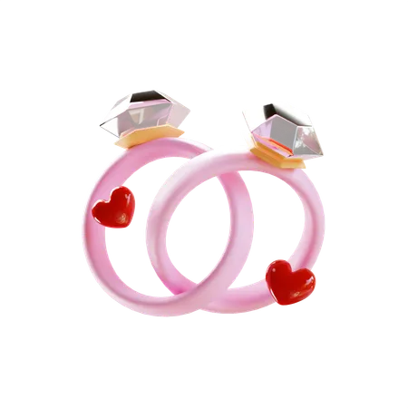 3 D Render Valentines Day Couple Ring 3D Icon