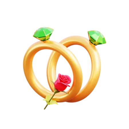 Couple ring 3D Illustration