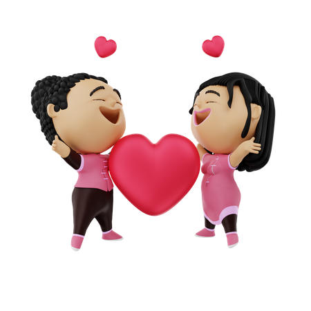 Couple romantique  3D Illustration