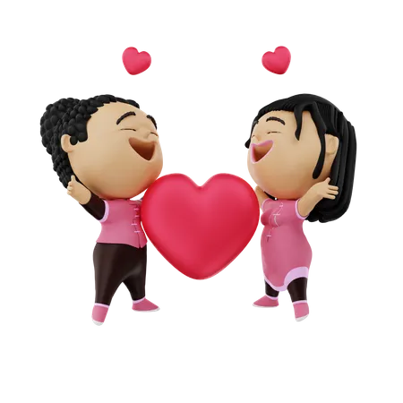 Couple romantique  3D Illustration