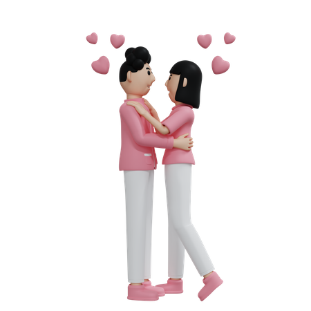 Un couple romantique danse ensemble  3D Illustration