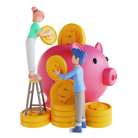 Couple saving money  3D Icon