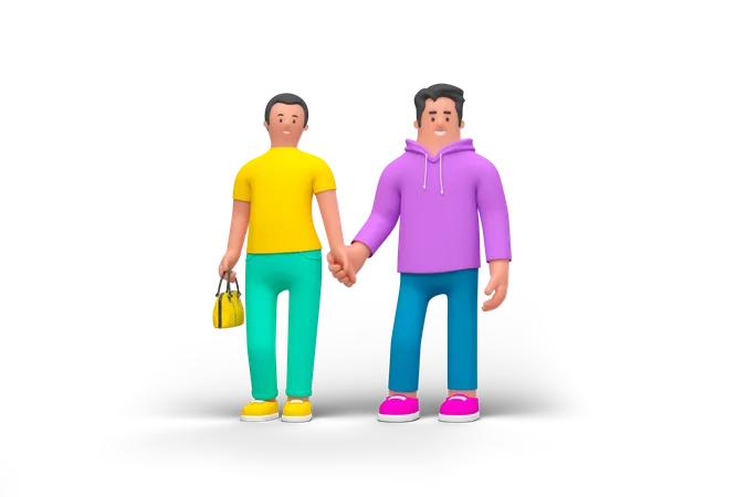 Couple main dans la main  3D Illustration