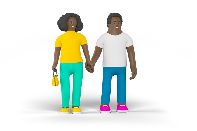 Couple main dans la main  3D Illustration