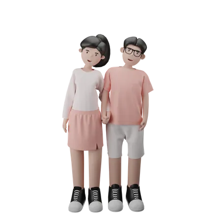 Couple main dans la main  3D Illustration