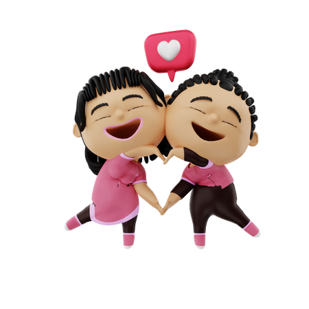 Couple showing heart sign 3D Illustration
