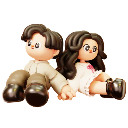 Cute Cartoon 3 D Young Couple Character In Love Sitting Happy Love Couple In Relationship Activities Relationship Romance Dating Happy Valentine Day And Anniversery 3D Illustration