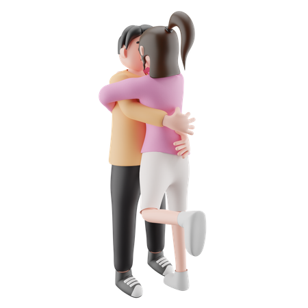 Couple Smooching And Hugging  3D Illustration