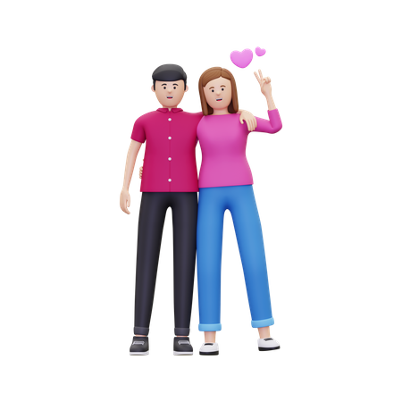 Couple standing and giving standing pose  3D Icon
