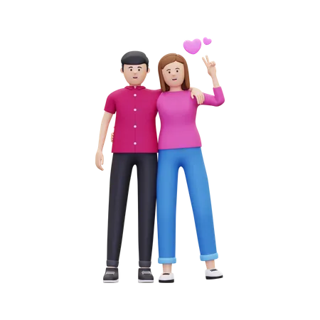 Couple standing and giving standing pose  3D Illustration