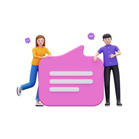Couple standing with speech bubble  3D Icon