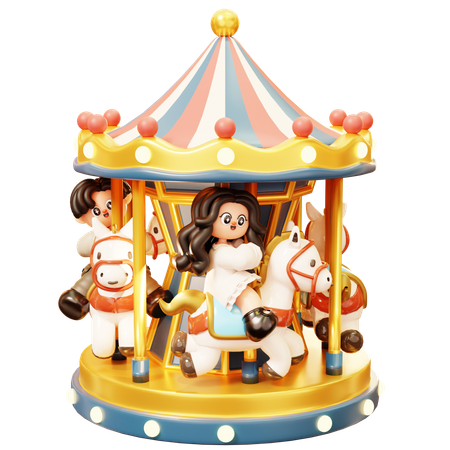 Couple sur carrousel  3D Icon