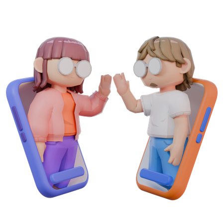 Couple Talking On Video Call  3D Illustration